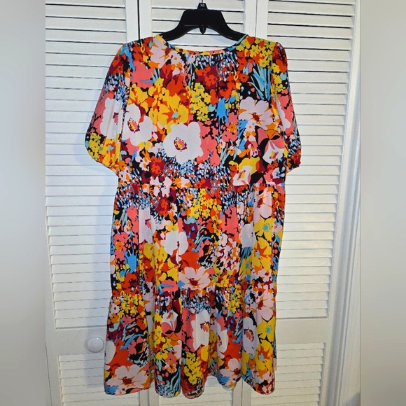 Greathe Women's sz L Tie Neck Ruffle Hem Floral Dress - Picture 8 of 15
